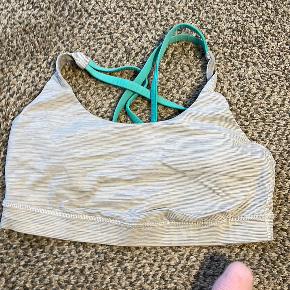 Aqua and gray free to be sports bra